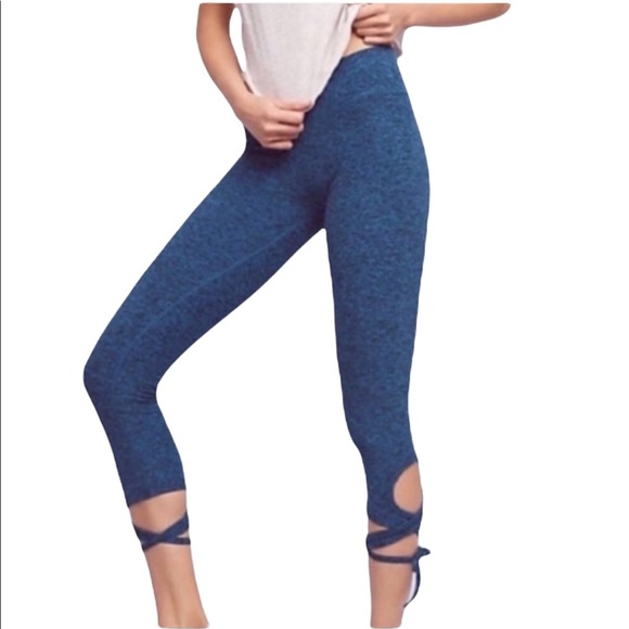 Beyond Yoga Pants - Beyond Yoga | Blue Space Dye Wrap Ankle Tie Detail Leggings Size XS